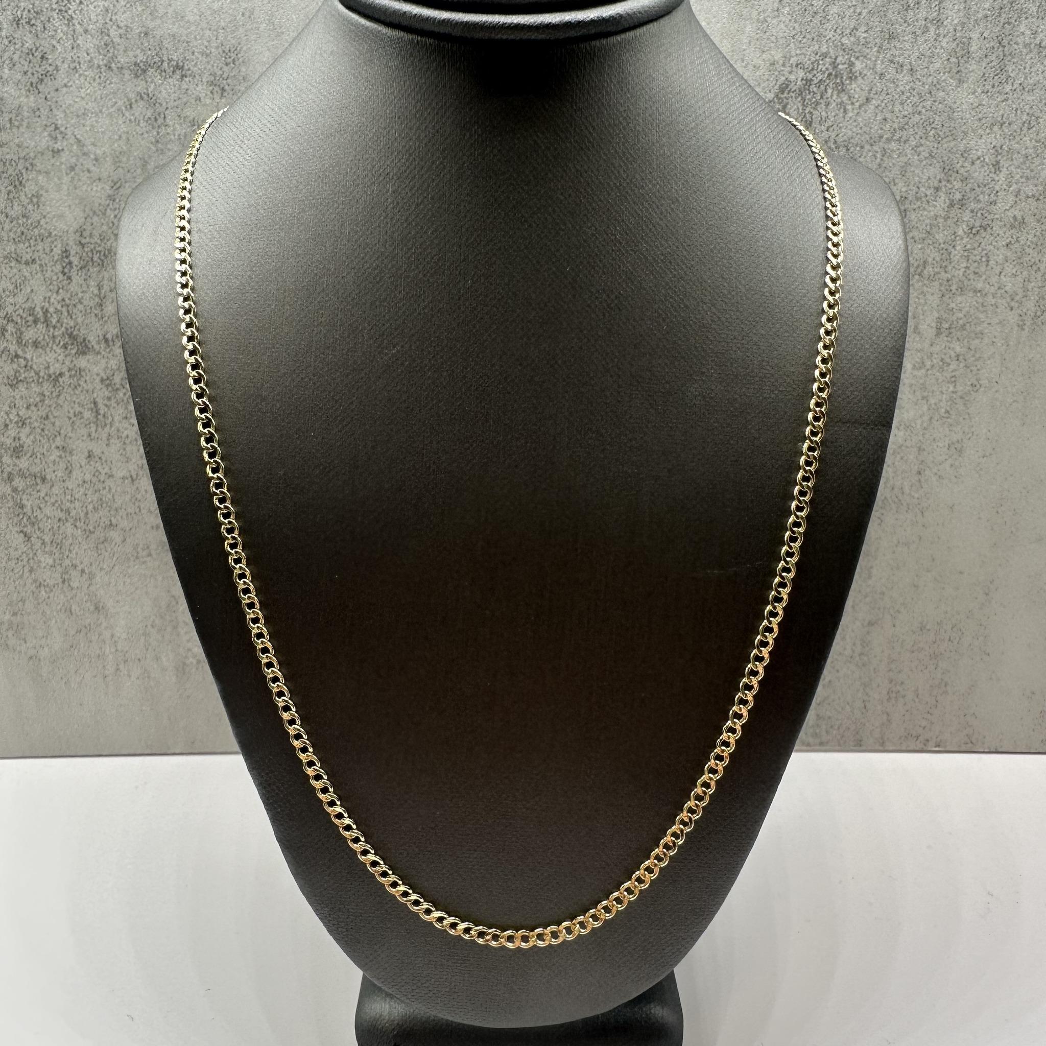 14K Yellow Gold Curb Chain 18in 2.6mm New