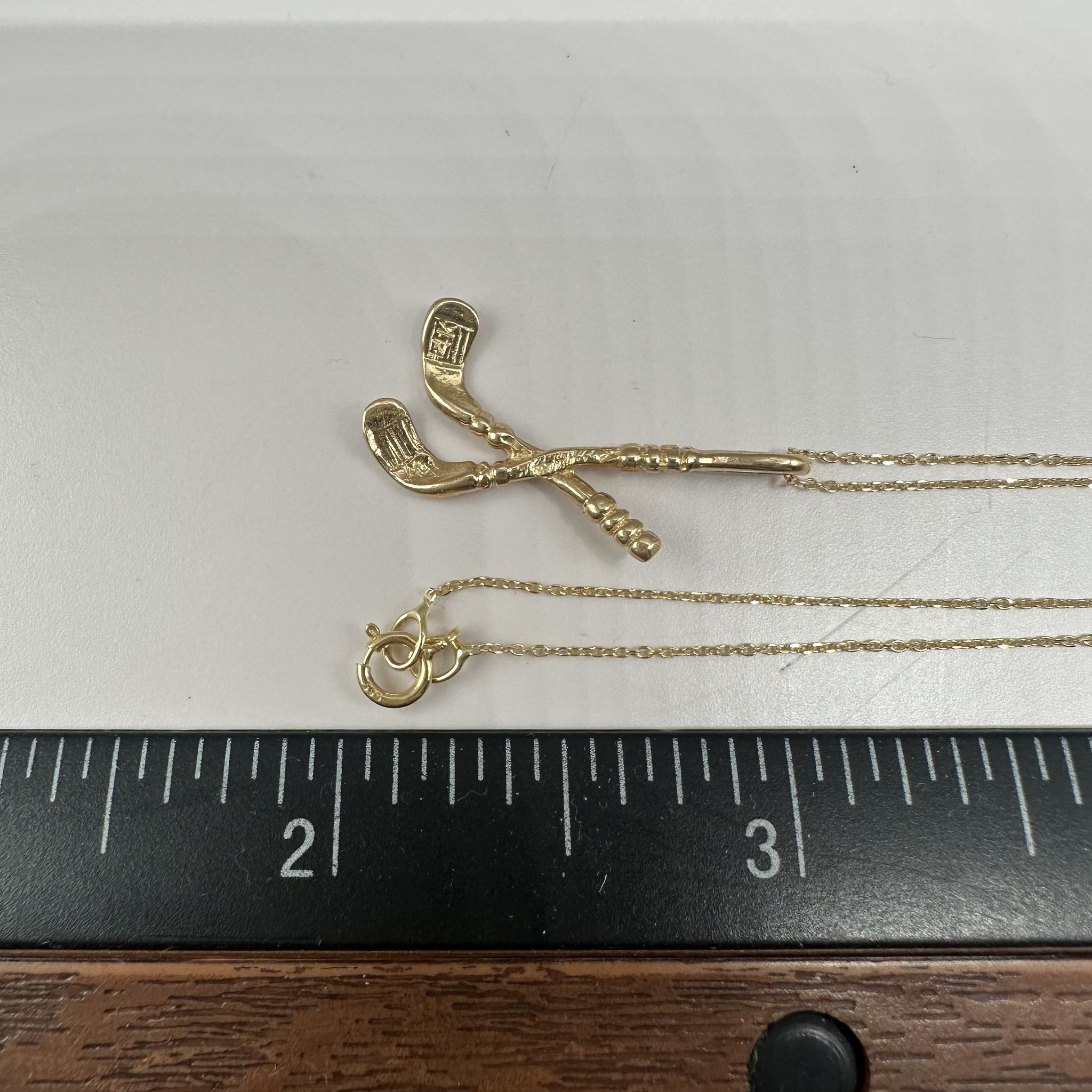 Golf Iron Pendant Necklace in 14kt Yellow Gold – 20in, Pre-Loved