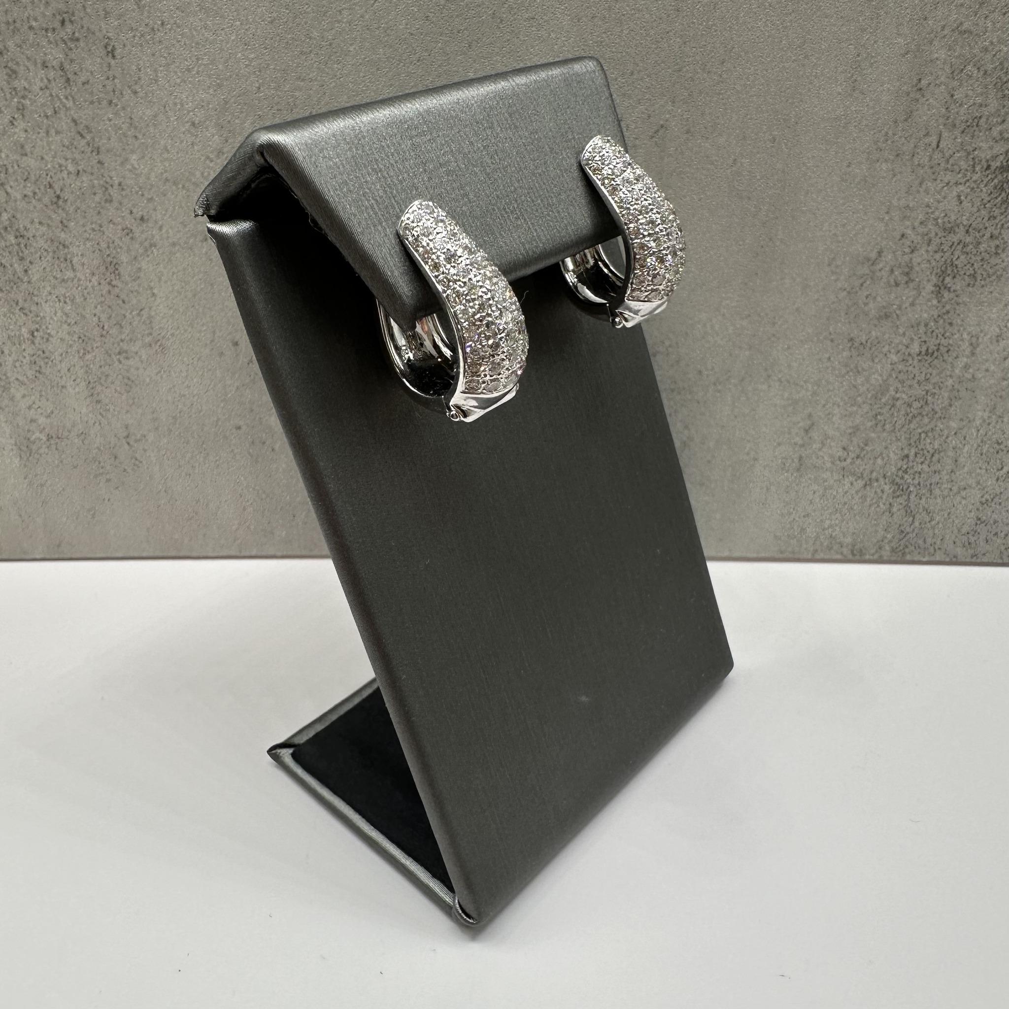 Pavé Natural Diamond Earrings in 18kt White Gold 3 Carats