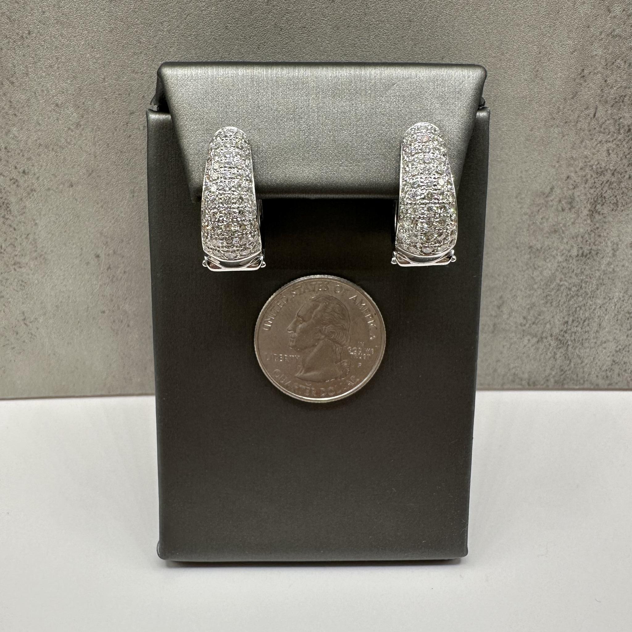 Pavé Natural Diamond Earrings in 18kt White Gold 3 Carats