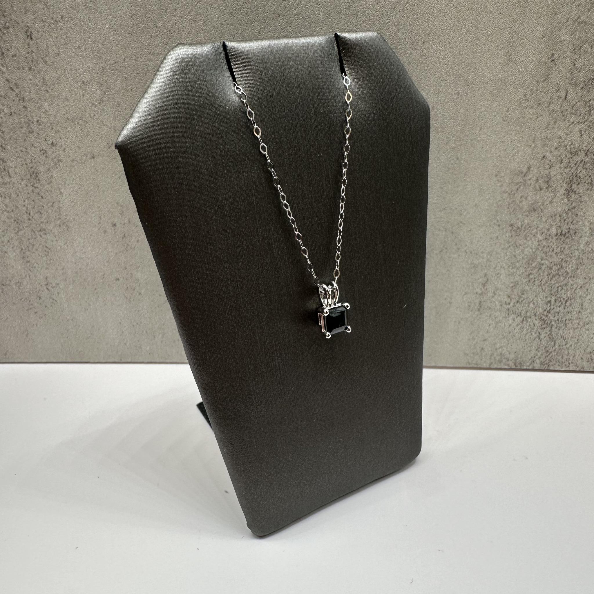 Princess Cut Blue Sapphire Necklace in 14kt White Gold – 0.76ct, 18in, New