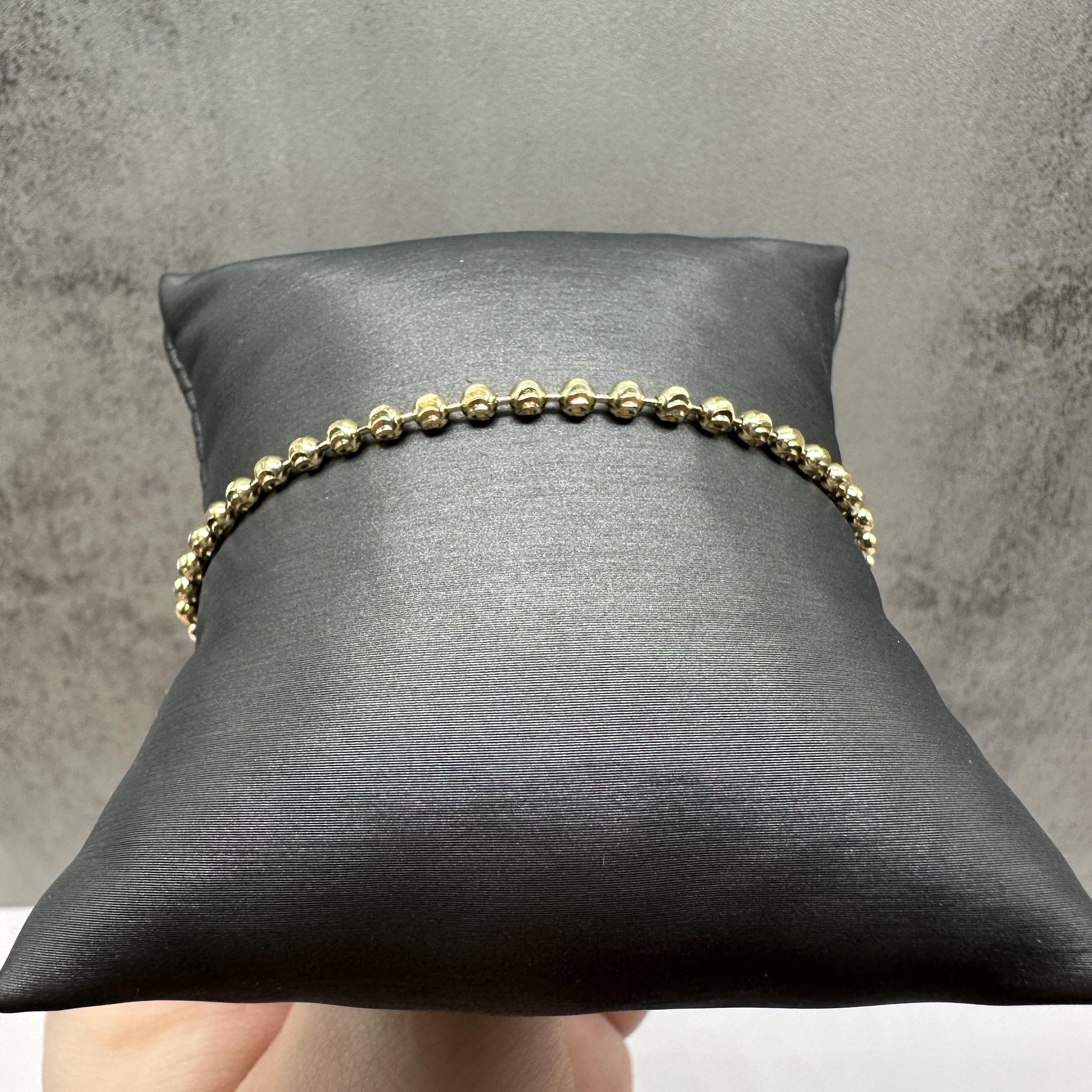 Moon Cut Ball Bracelet in 14kt Yellow Gold 2.9mm 8"