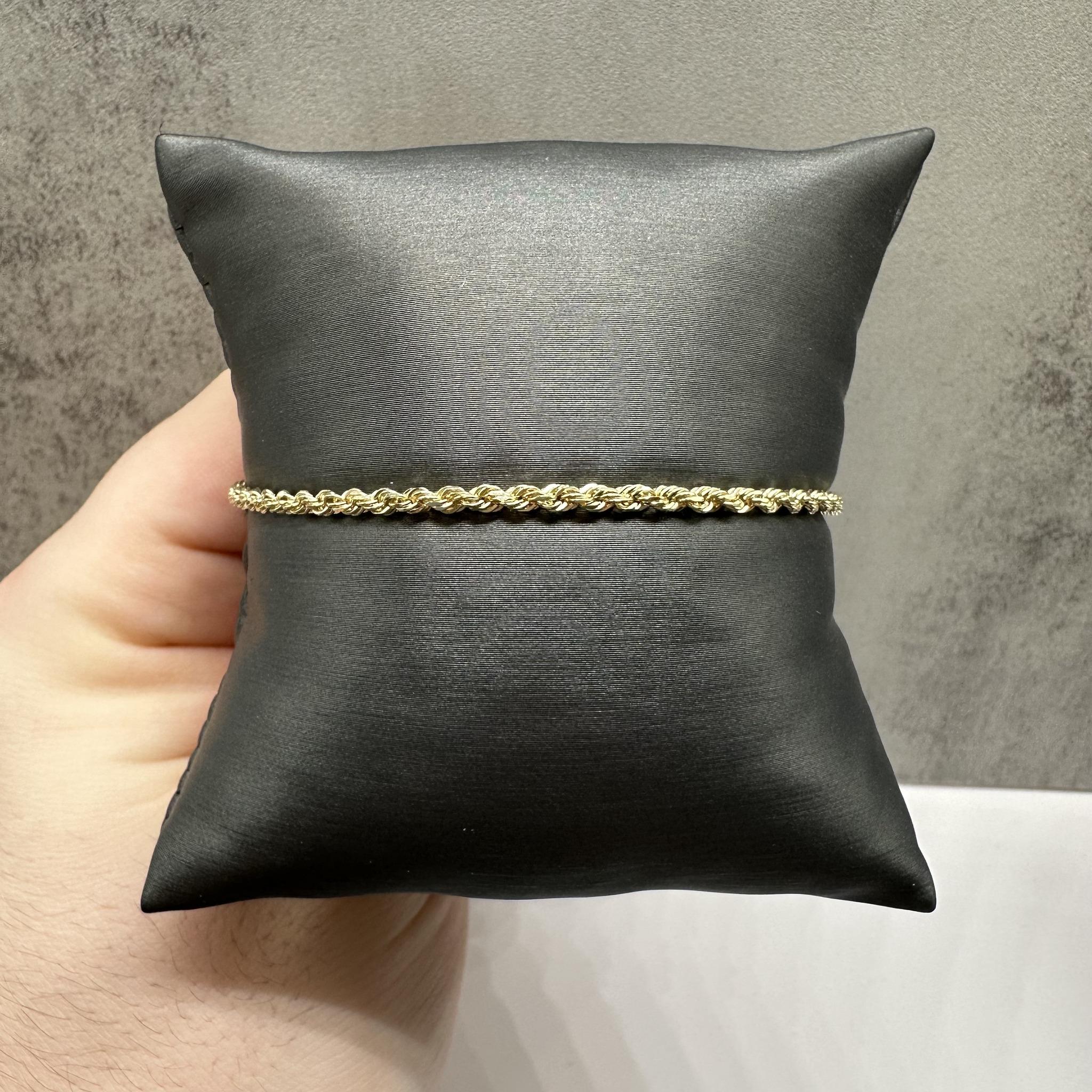 Solid 14kt Yellow Gold Rope Bracelet 2.4mm 7.5"