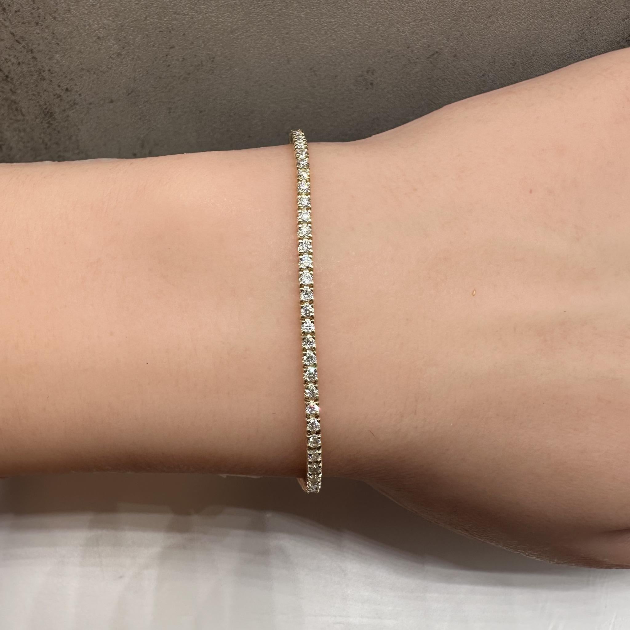 Natural Diamond Tennis Bracelet in 14kt Yellow Gold – 1.65ct, 7in, New