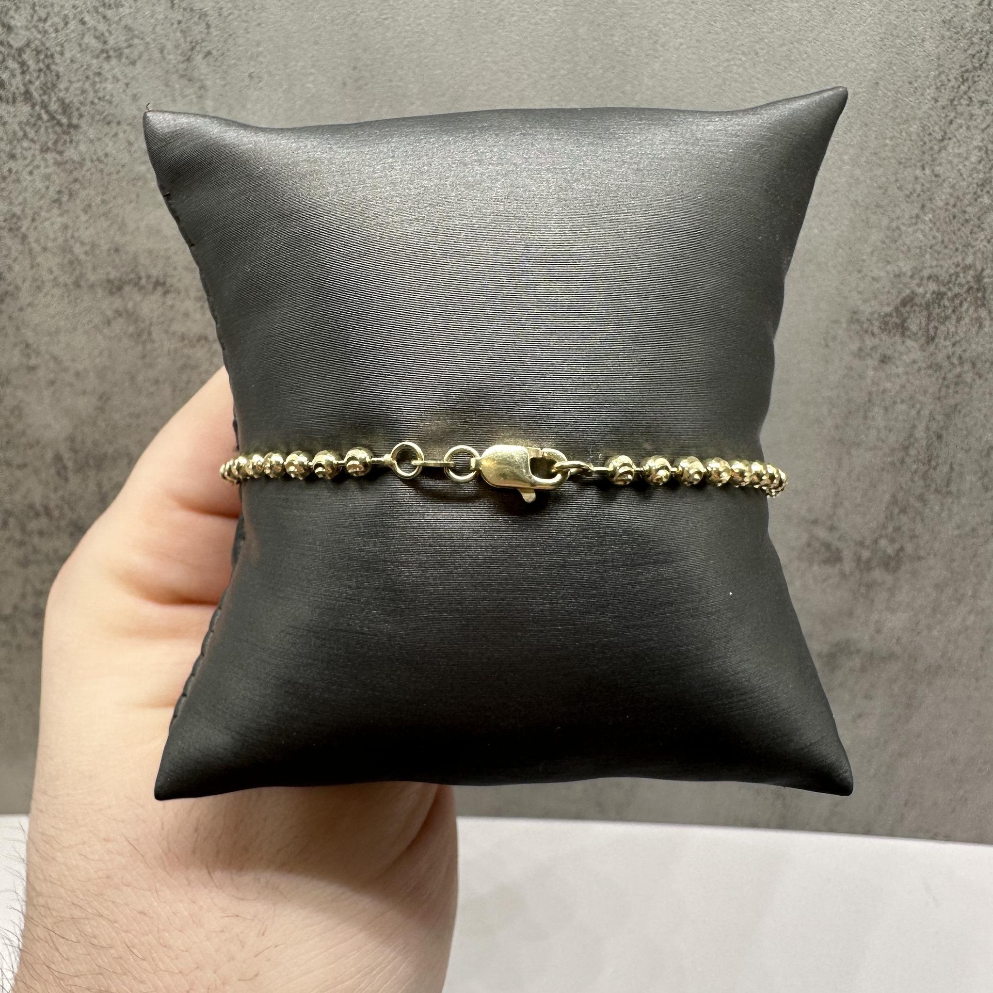 Moon Cut Ball Bracelet in 14kt Yellow Gold 2.9mm 8"