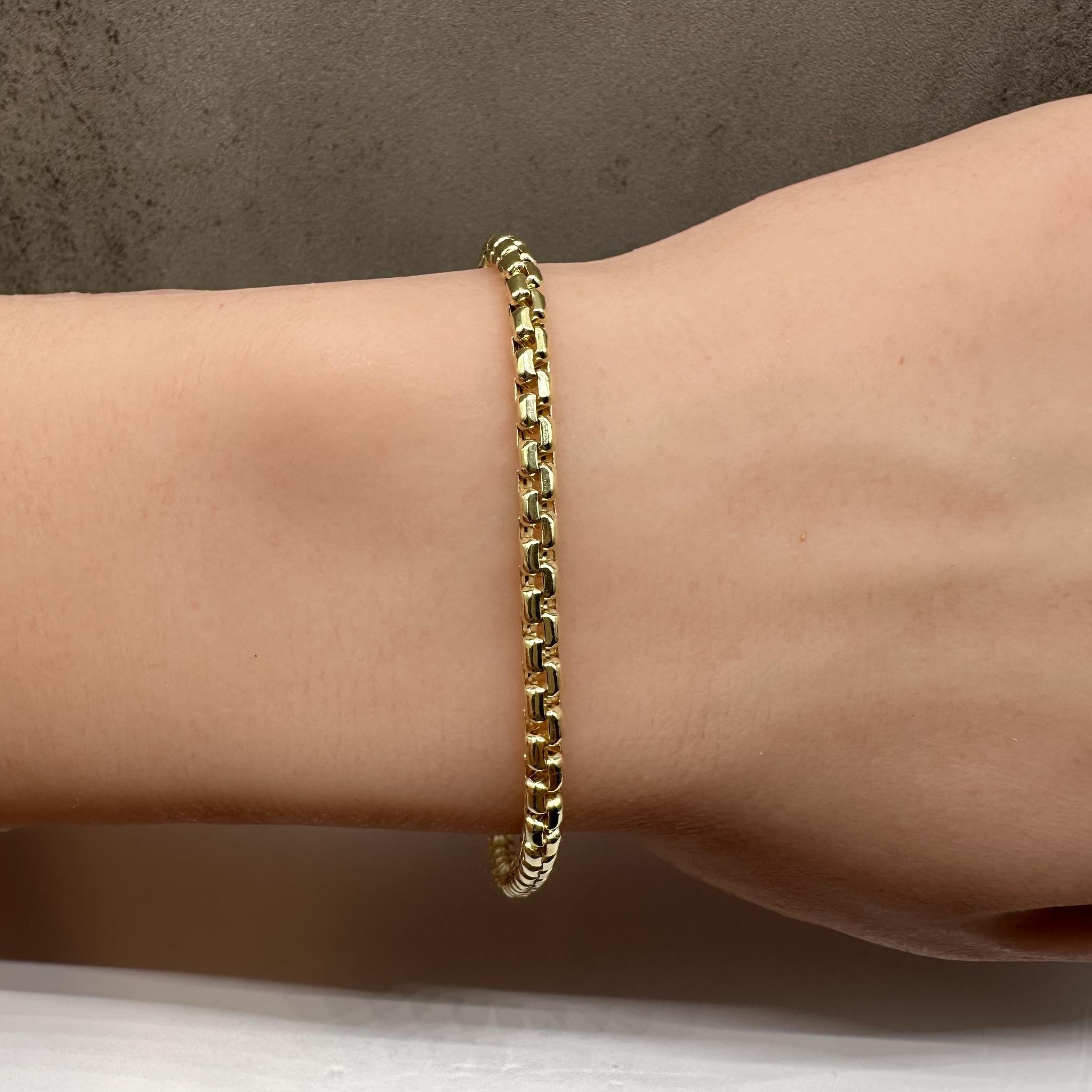 Rounded Box Bracelet in 14kt Yellow Gold 3.5mm 8.25"