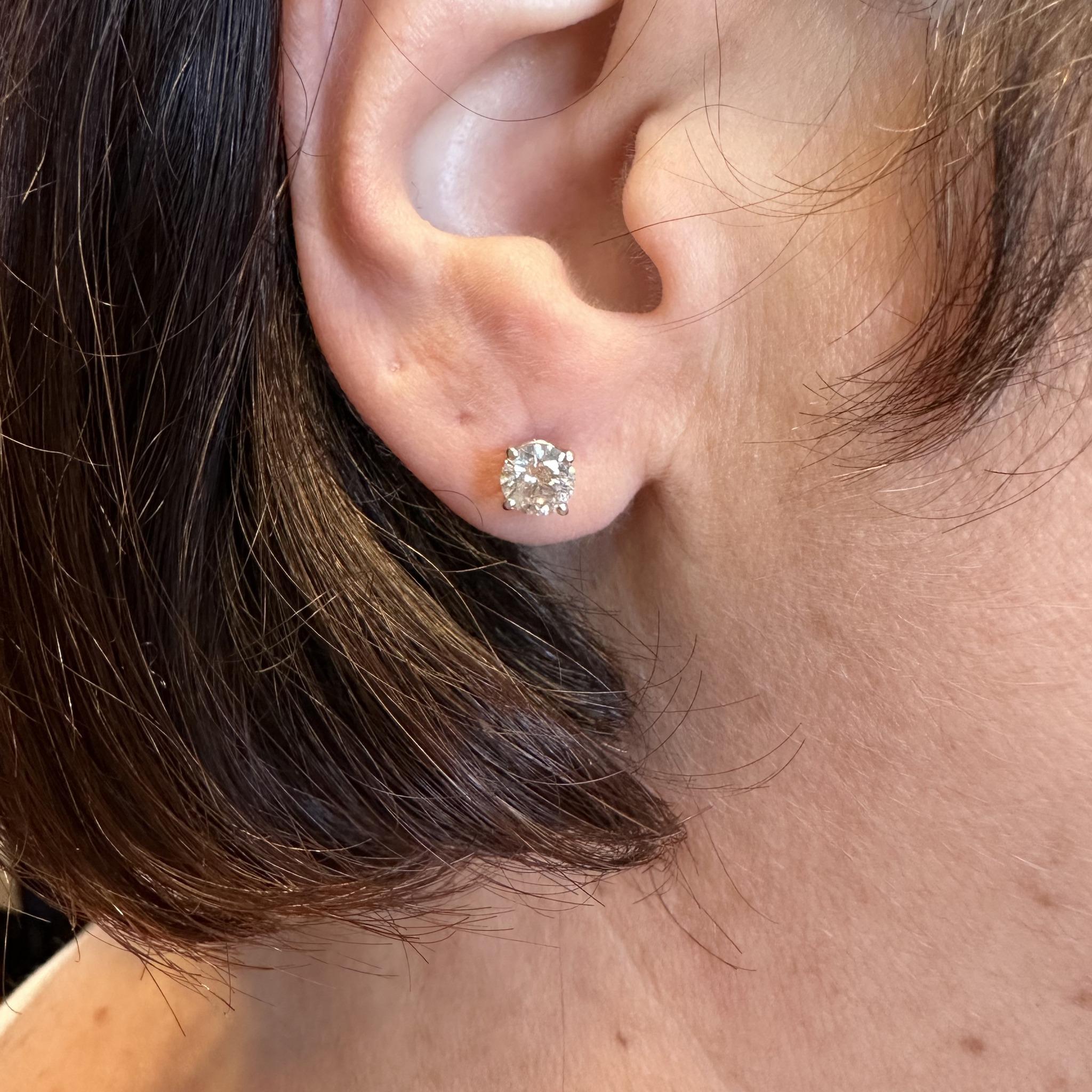 Natural Round Diamond Stud Earrings in 14kt White Gold - 1.40ctw