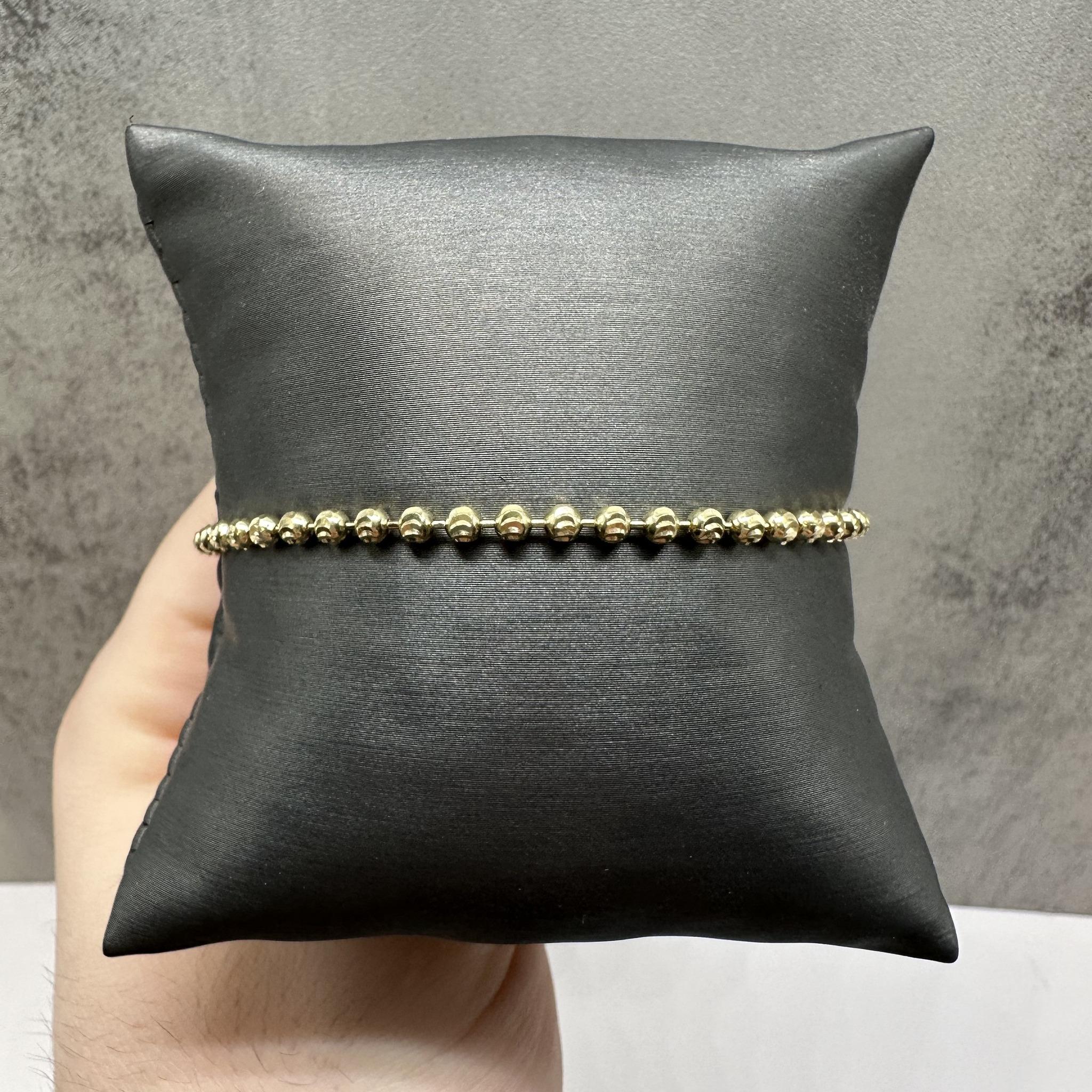 Moon Cut Ball Bracelet in 14kt Yellow Gold 2.9mm 8"