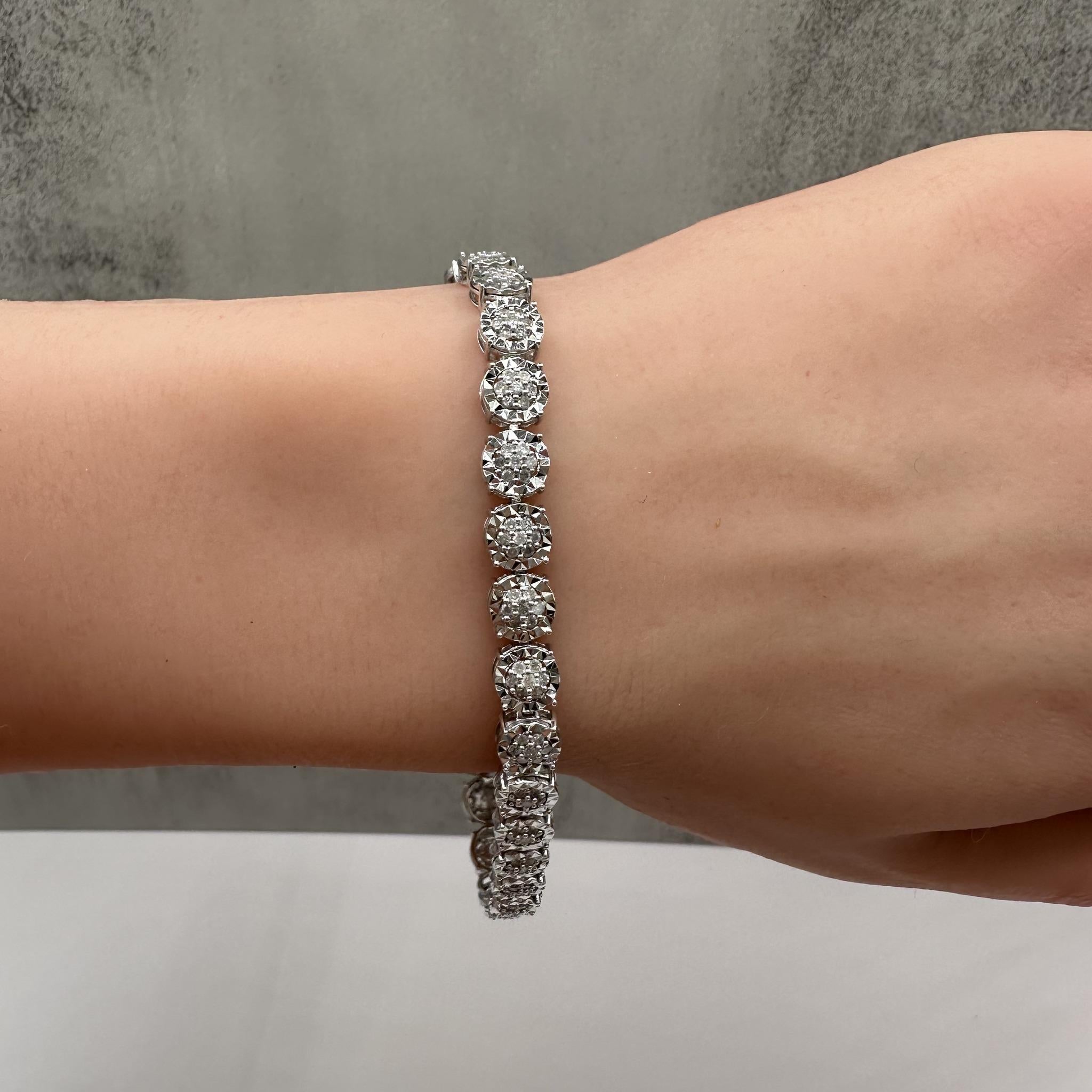 Natural Diamond Tennis Bracelet in Sterling Silver – 2ctw, 7 11/16in, New