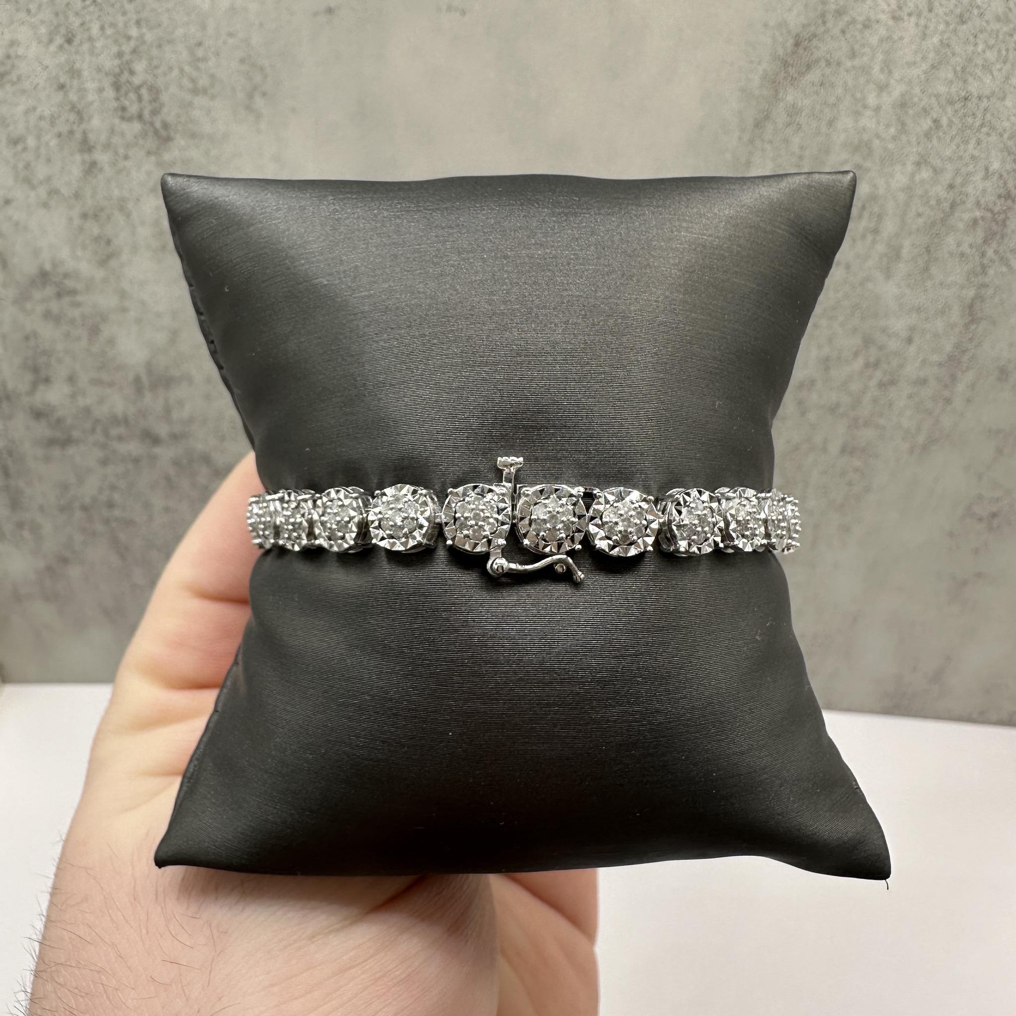 Natural Diamond Tennis Bracelet in Sterling Silver – 2ctw, 7 11/16in, New