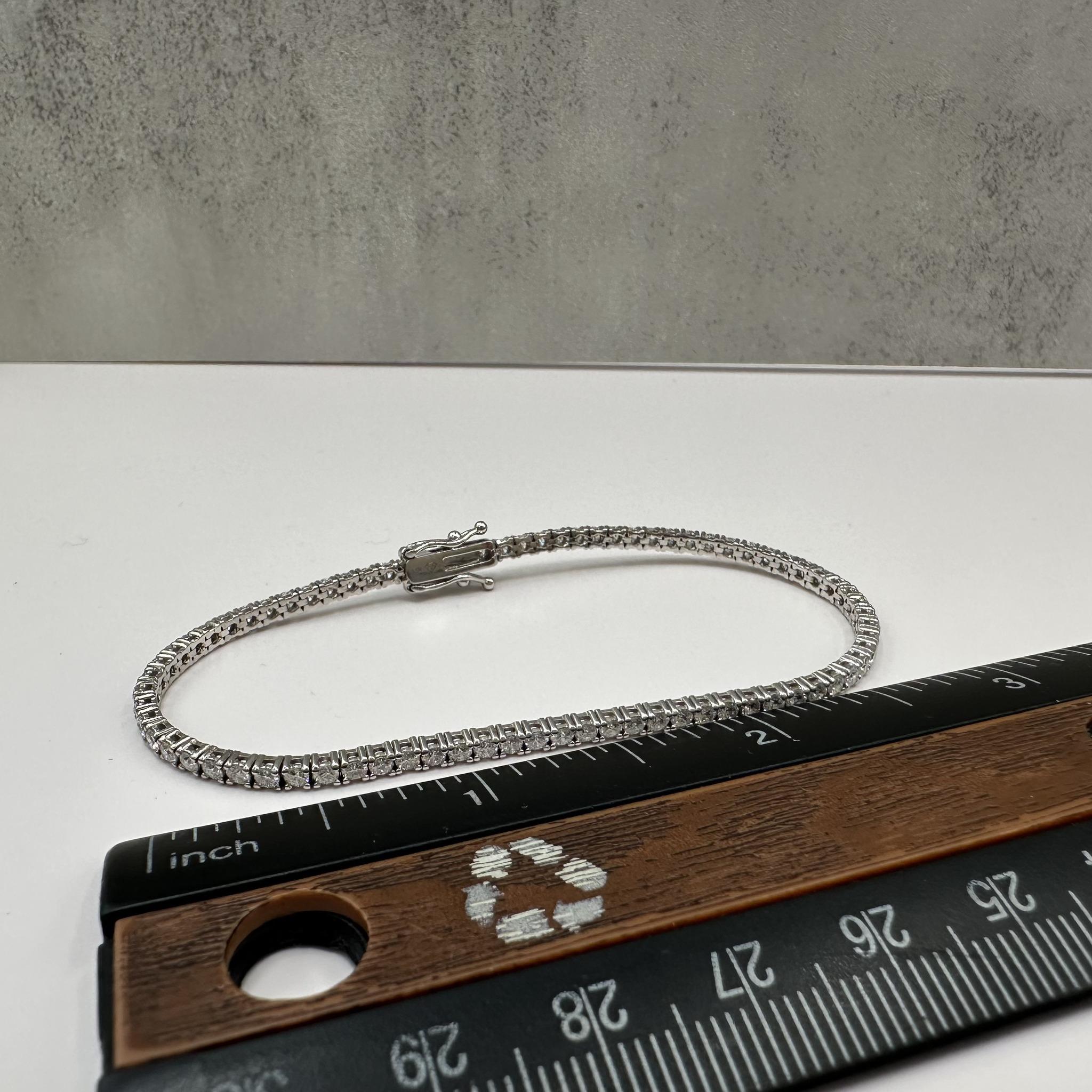 Natural Diamond Tennis Bracelet in 14kt White Gold – 3ctw, 7in, New