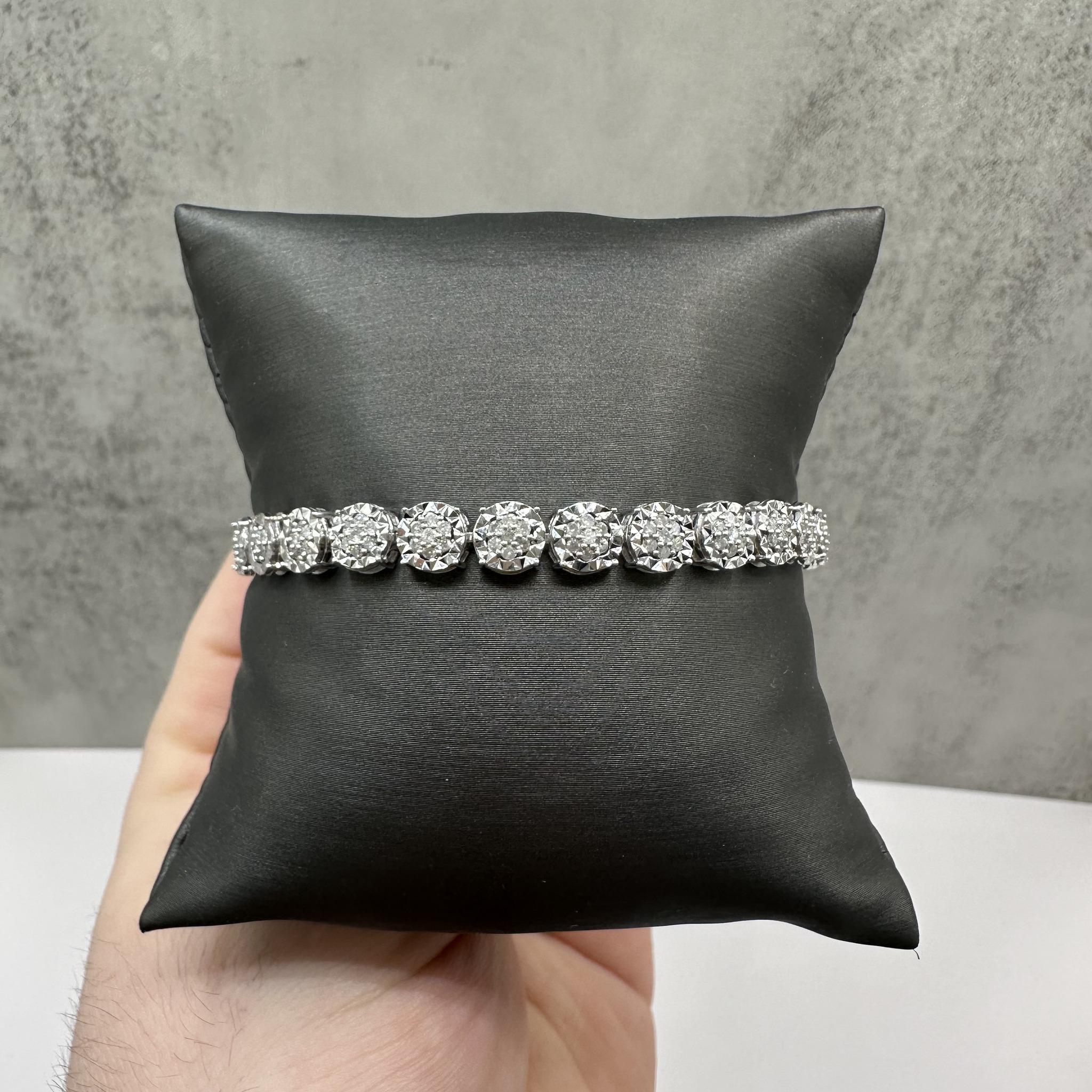 Natural Diamond Tennis Bracelet in Sterling Silver – 2ctw, 7 11/16in, New