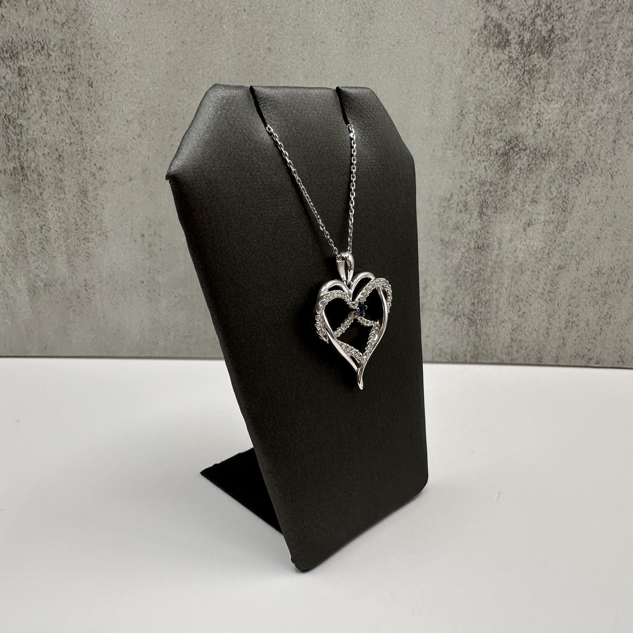 Vera Wang Love 10K White Gold Diamond Sapphire Heart Necklace 0.34ct