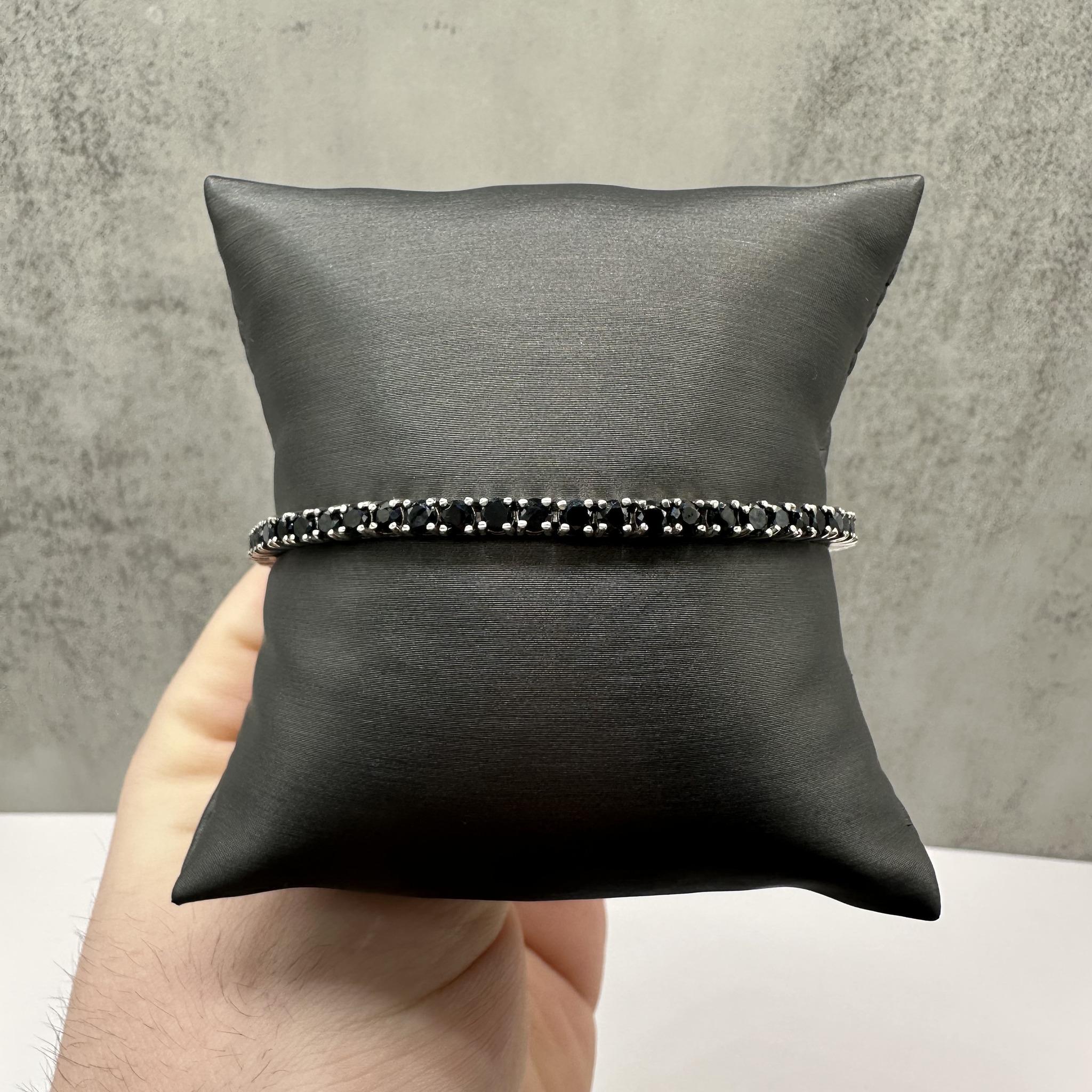 Black Spinel Tennis Bracelet Sterling Silver 3mm 7.5in New