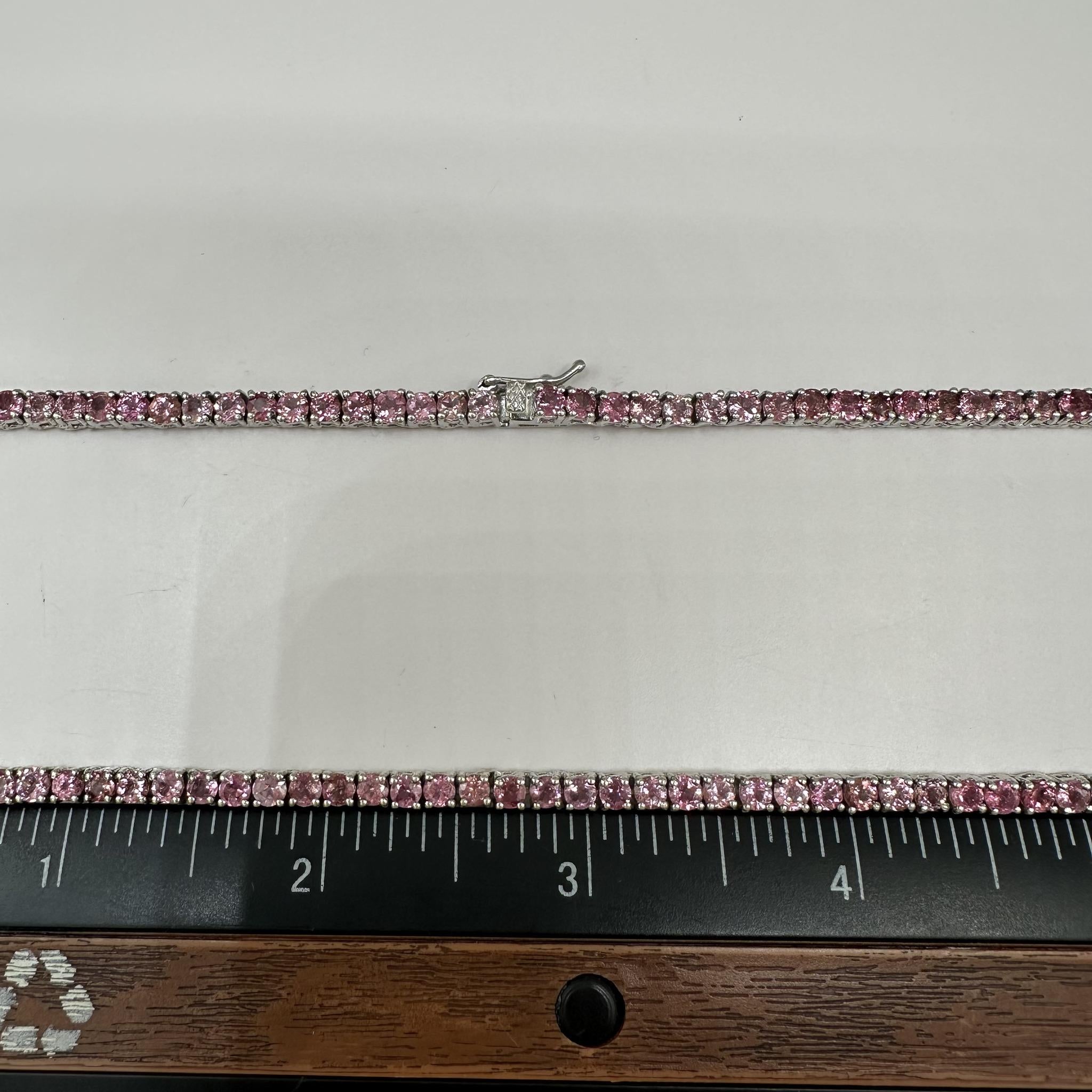 Pink Tourmaline Tennis Necklace Sterling Silver 3mm 18in 28.3g New