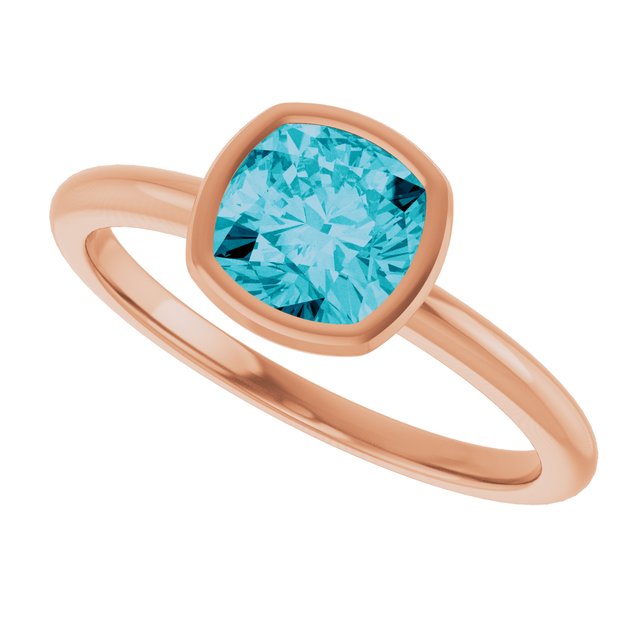 14K Rose Natural London Blue Topaz Ring