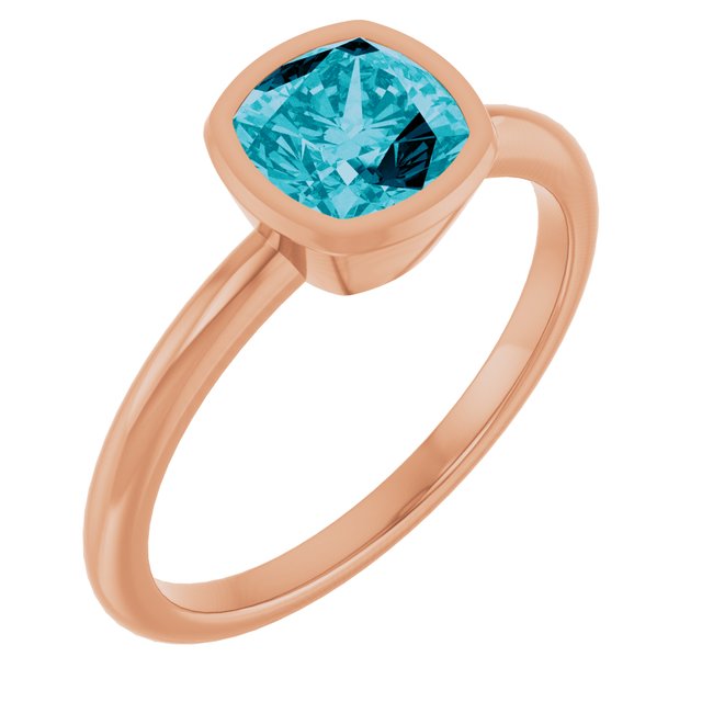 14K Rose Natural London Blue Topaz Ring