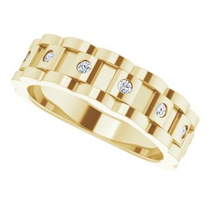 14K Yellow 1/4 CTW Natural Diamond Chain Link Ring