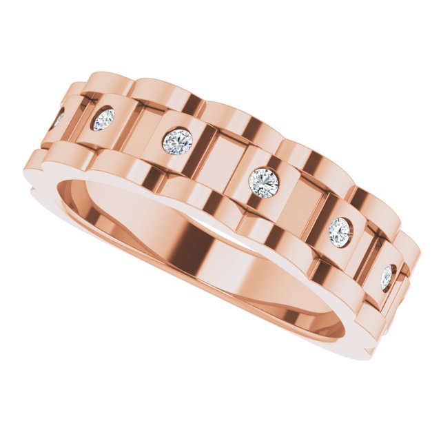 14K Rose 1/4 CTW Natural Diamond Chain Link Ring