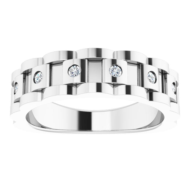 14K White 1/4 CTW Natural Diamond Chain Link Ring