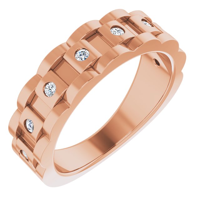 14K Rose 1/4 CTW Natural Diamond Chain Link Ring