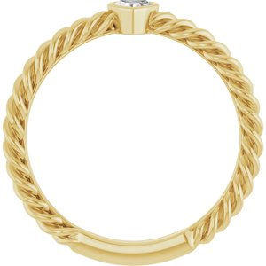 14K Yellow 1/6 CT Natural Diamond Bezel-Set Rope Ring