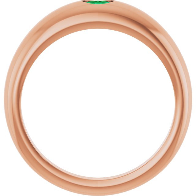 14K Rose Natural Emerald Dome Ring