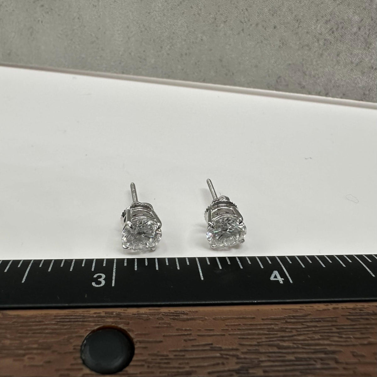 Round Lab Grown Diamond Stud Earrings 2.10ctw D VVS1 IGI 14kt Gold