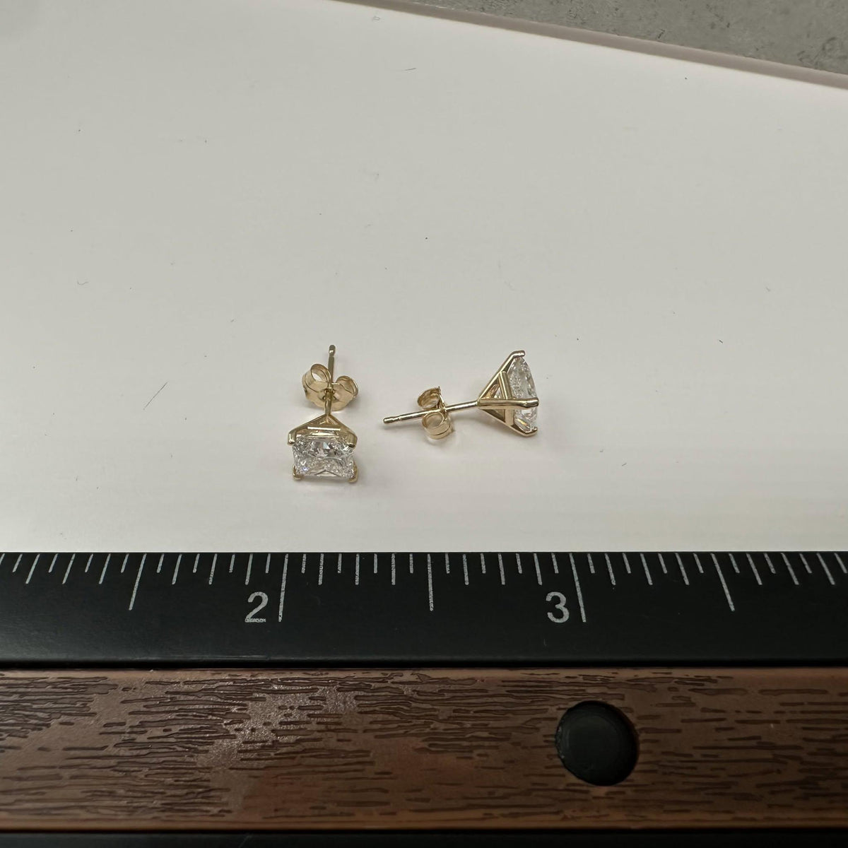 Princess Lab Grown Diamond Stud Earrings 2.09ctw IGI 14kt Yellow Gold
