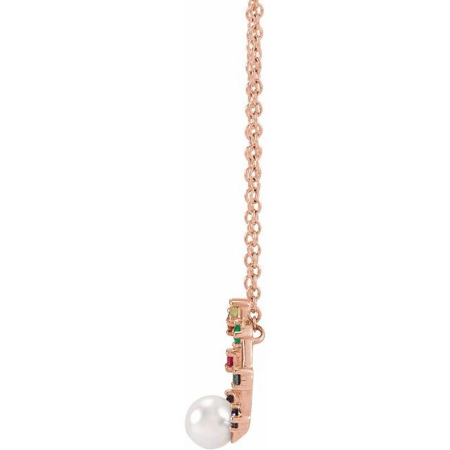 14K Yellow Akoya Cultured Pearl Hold You Forever® Rainbow Baby 18" Necklace