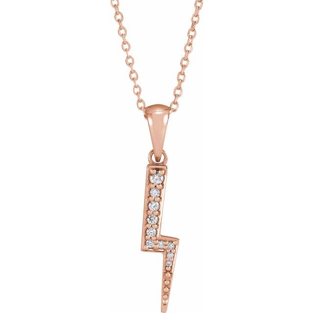 14K Yellow .08 CTW Natural Diamond Lightning Bolt 16-18" Necklace