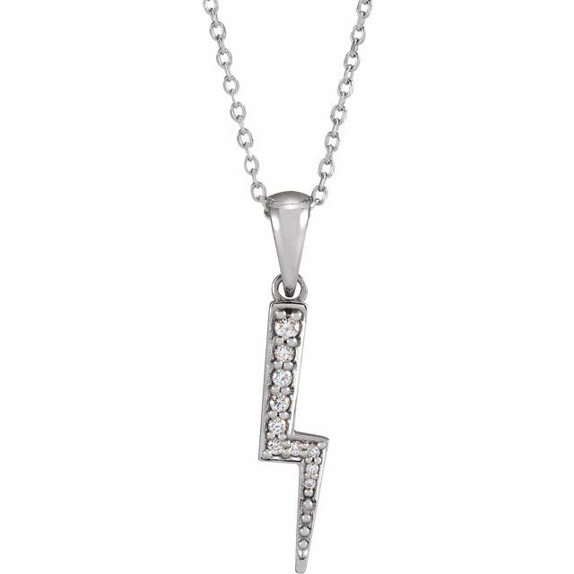 14K Yellow .08 CTW Natural Diamond Lightning Bolt 16-18" Necklace
