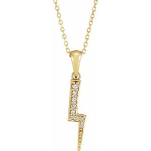 14K Yellow .08 CTW Natural Diamond Lightning Bolt 16-18" Necklace