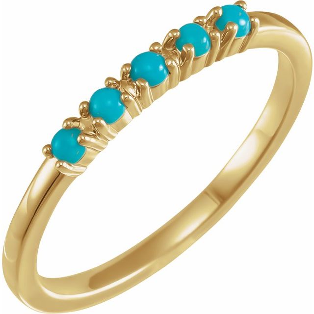 14K Yellow Natural Turquoise Cabochon Stackable Ring
