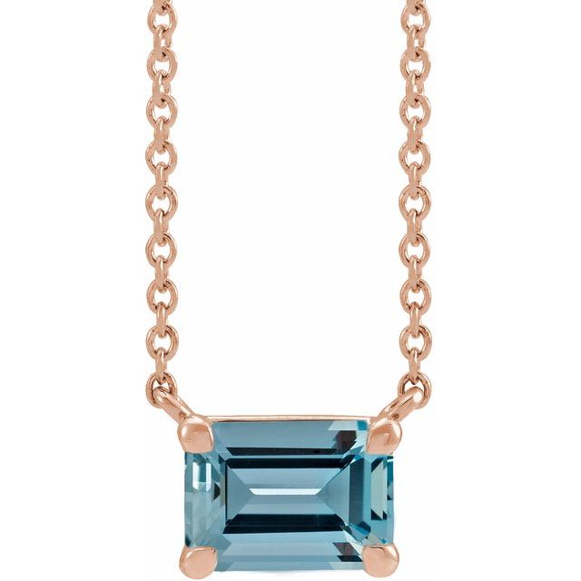 14K Yellow Natural Aquamarine 18" Necklace