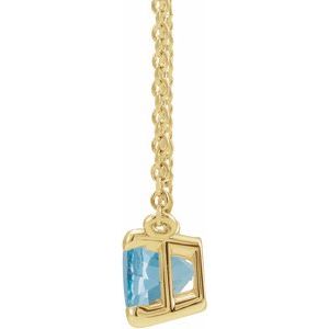 14K Yellow Natural Aquamarine 18" Necklace