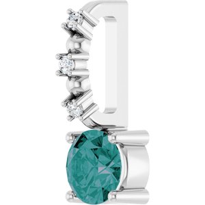 14K White Imitation Alexandrite & .01 CTW Natural Diamond Pendant