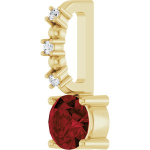 Imitation Mozambique Garnet & .01 CTW Natural Diamond Charm/Pendant