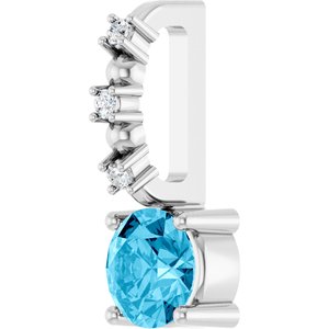 Imitation Aquamarine & .01 CTW Natural Diamond Charm/Pendant