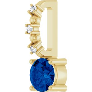 Lab-Grown Blue Sapphire & .01 CTW Natural Diamond Pendant