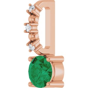 Lab-Grown Emerald & .01 CTW Natural Diamond Pendant