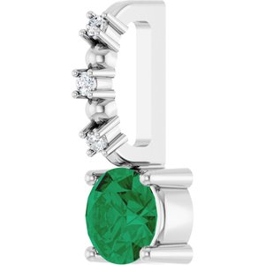 Lab-Grown Emerald & .01 CTW Natural Diamond Pendant