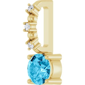 Imitation Aquamarine & .01 CTW Natural Diamond Charm/Pendant