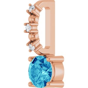 Imitation Blue Zircon & .01 CTW Natural Diamond Charm/Pendant