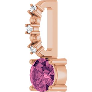 Imitation Pink Tourmaline & .01 CTW Natural Diamond Charm/Pendant
