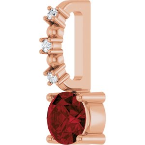 Imitation Mozambique Garnet & .01 CTW Natural Diamond Charm/Pendant