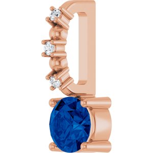 Lab-Grown Blue Sapphire & .01 CTW Natural Diamond Pendant