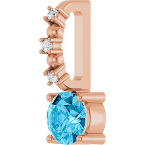 Imitation Aquamarine & .01 CTW Natural Diamond Charm/Pendant