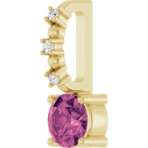 Imitation Pink Tourmaline & .01 CTW Natural Diamond Charm/Pendant