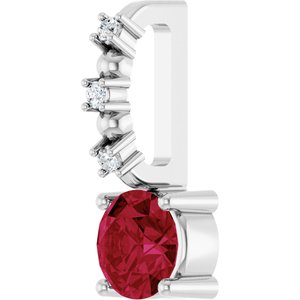 Imitation Ruby & .01 CTW Natural Diamond Charm/Pendant